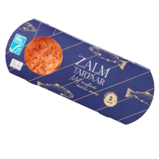 Gerookte zalmtartaar met mosterddillesaus